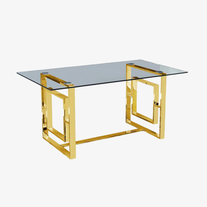 Noir Metallic Dining Table With Tempered Glass Top - Gold | Modern, Stylish & Built to Last