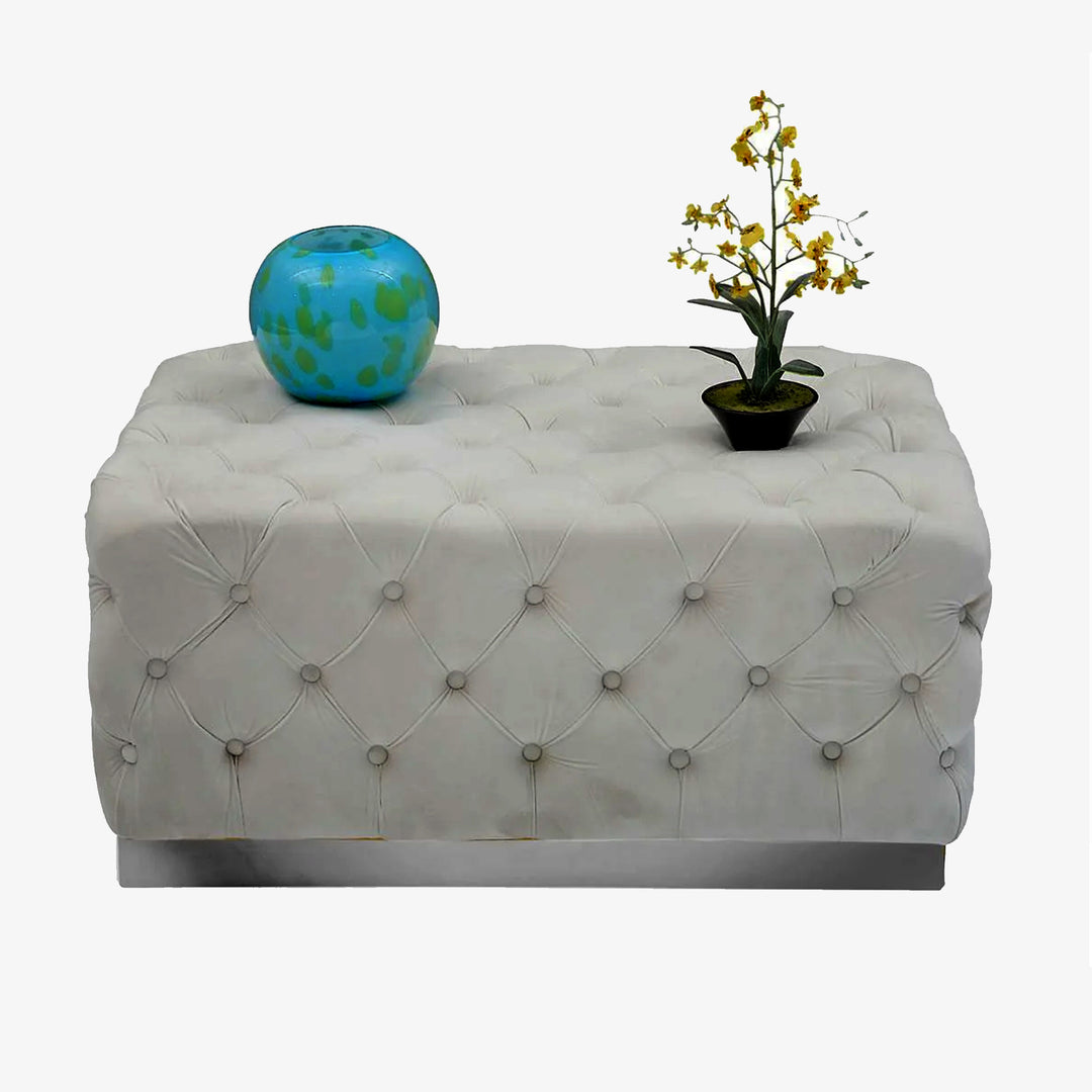 Dwell Fabric Upholstered Ottoman - Beige | Modern, Sleek, Durable & Comfortable