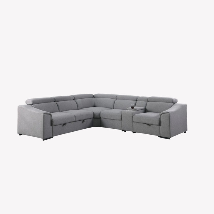 Anchor U-Shaped Sleeper Sectional Sofa Bed In Fabric Upholstery - Grey |  Available In LHF/ RHF Configuration
