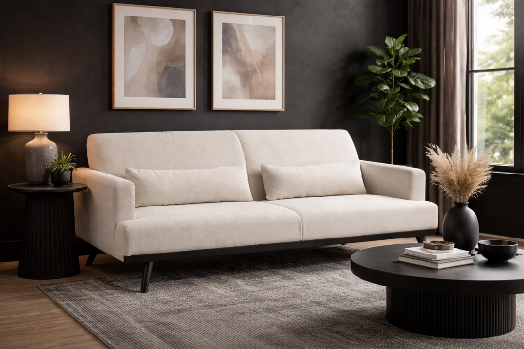 Greece 3-Seater Stationary Sofa In Fabric Upholstery - Beige