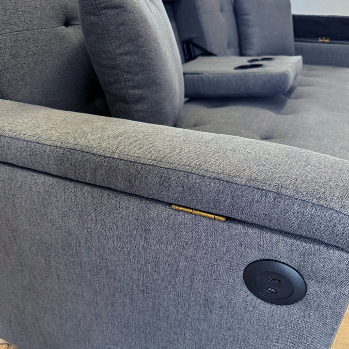 Cosmos Sleeper Sofa Bed With Smart Storage & USB Charging Ports - Grey | Sleek, Comfortable & Affordable