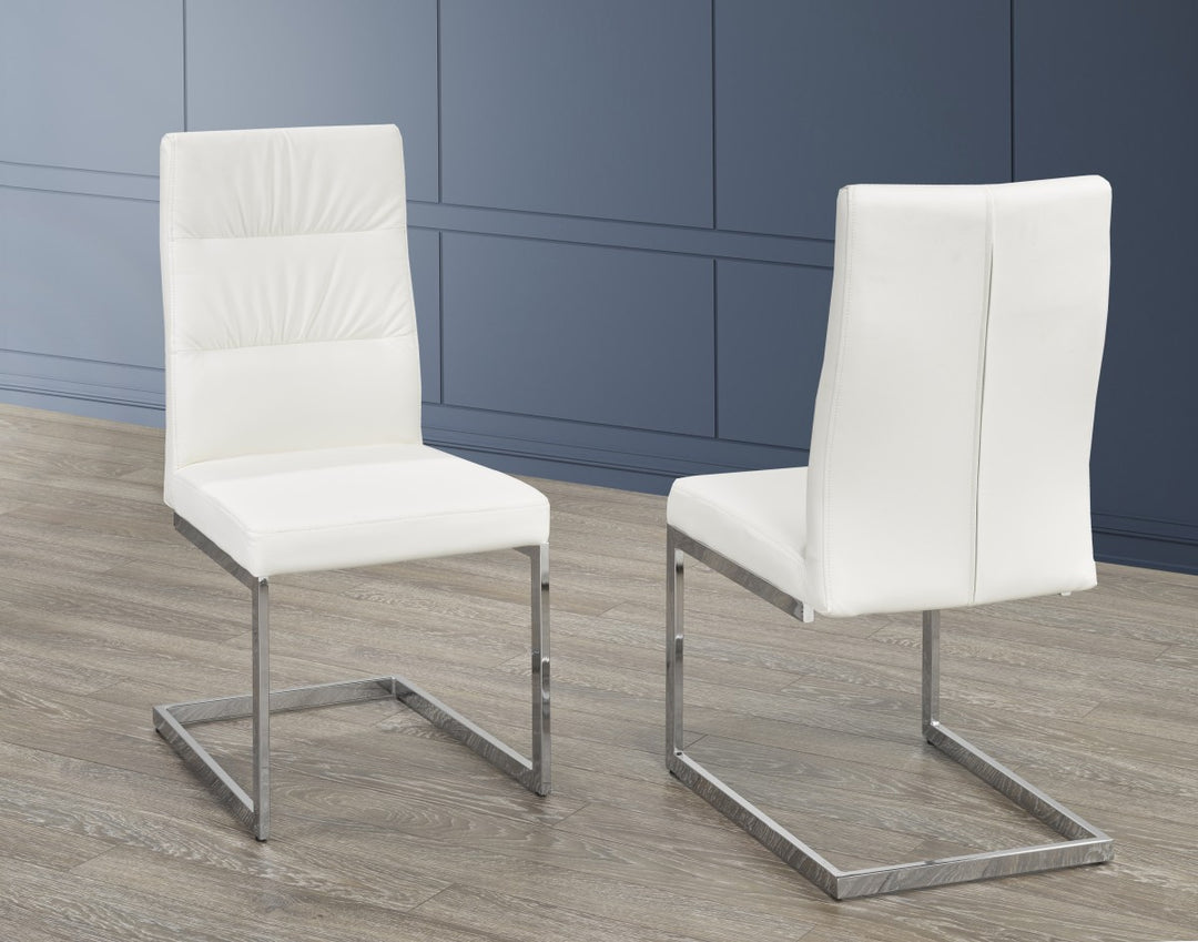 Wiska Leatherette Dining Chair With Metal Frame (Set of 2) - White