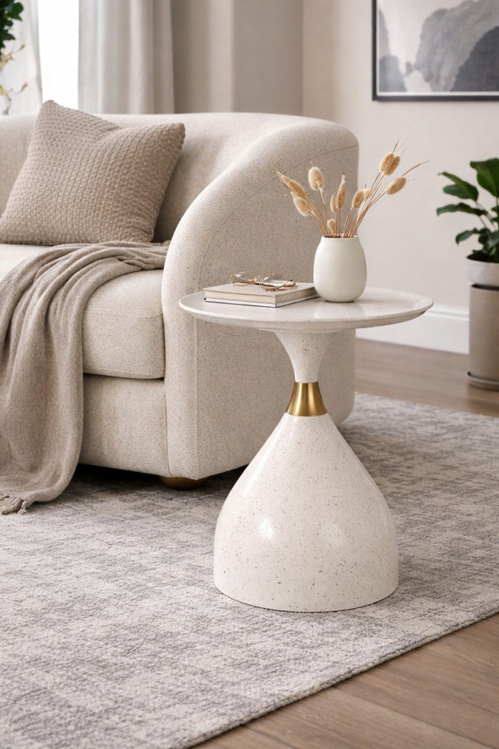 Apolo Stylish Sim Profile Accent Table In White Finish