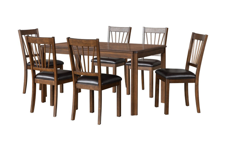 Steven 7-Piece Wooden Dining Table Set With PU Upholstered Chairs - Espresso