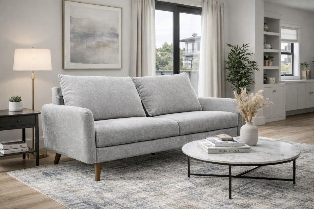Banton 3-Seater Stationary Sofa In Fabric Upholstery - Dark Grey