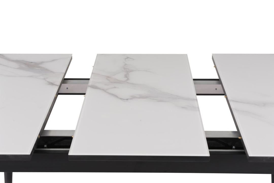 Haven Dining Table With Canvas Top - White/ Black | Timeless, Sleek, Extendable & Built to Last