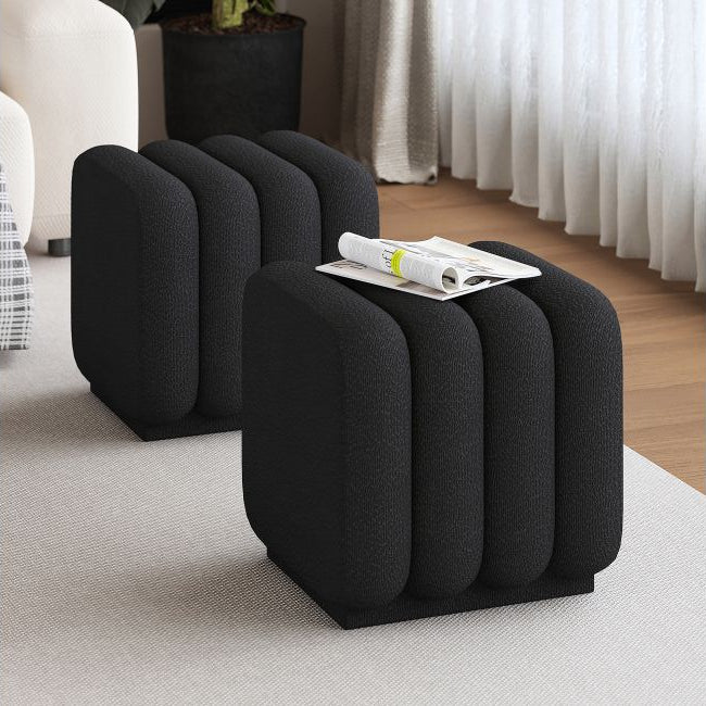 Jenna Fabric Upholstered Square Accent Ottoman - Black | Timeless, Stylish & Durable