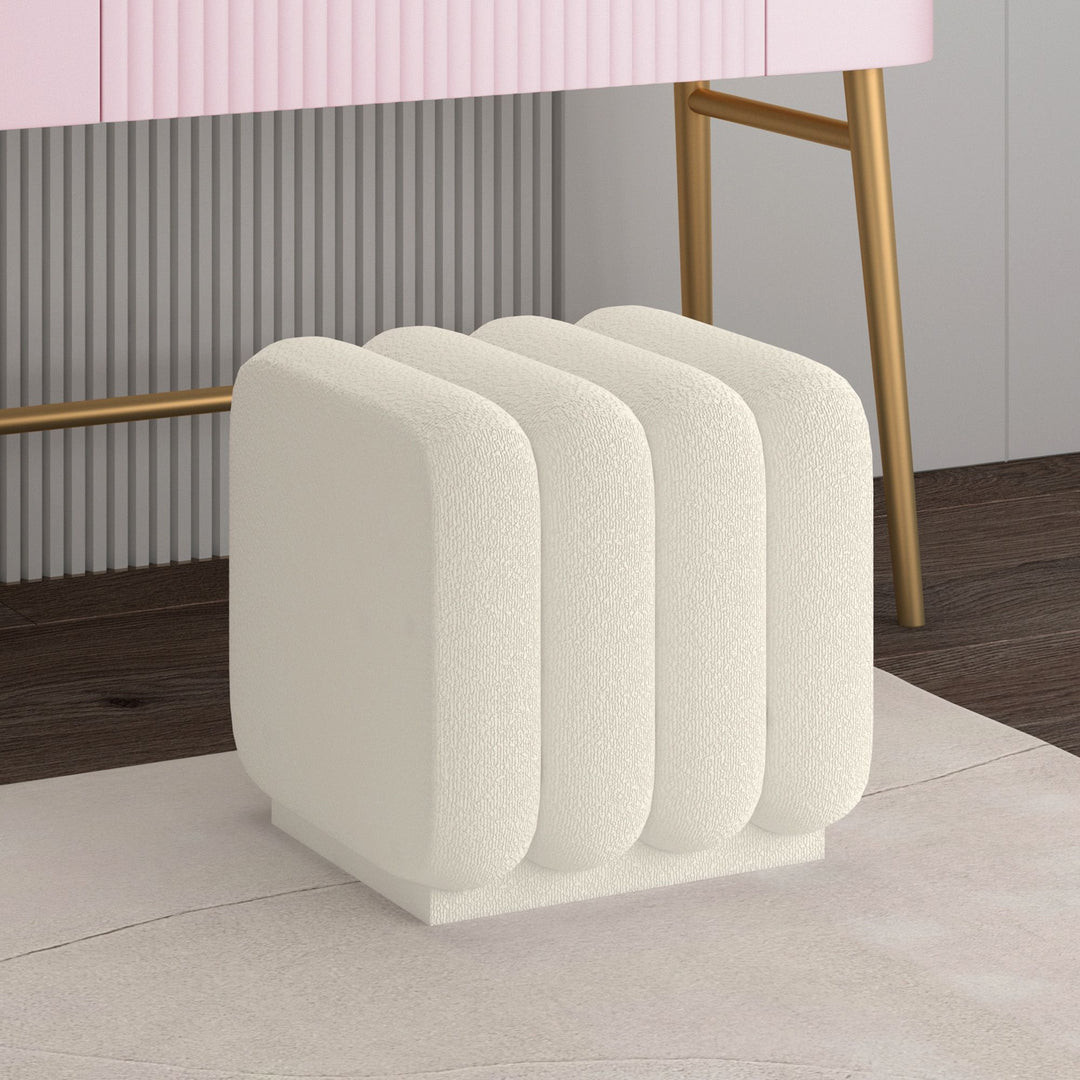 Jenna Fabric Upholstered Square Accent Ottoman - Ivory | Timeless, Stylish & Durable