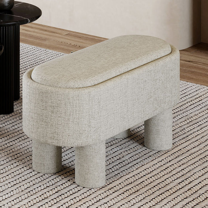 Reverie Fabric Upholstered Storage Ottoman Bench - Warm Grey | Modern, Durable & Storage Solution