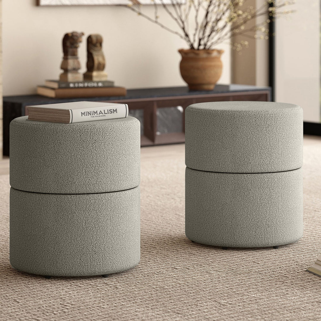 Beacon Accent Swivel Ottoman in Fabric Upholstery - Warm Grey | Stylish, Durable & Comfortable