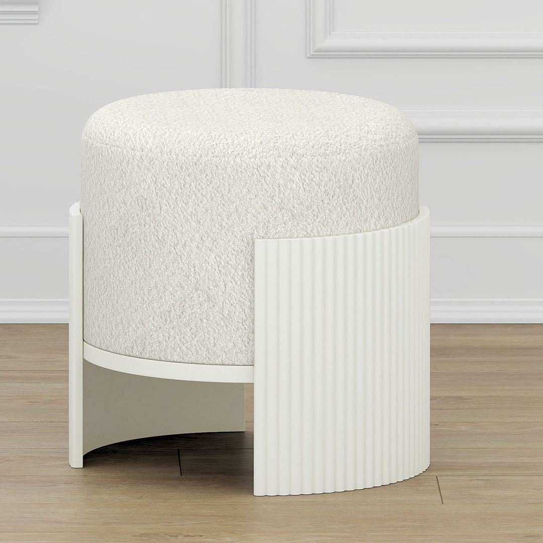 Lydia Fabric Upholstered Accent Ottoman - Ivory/ White | Sleek, Stylish & Built to Last