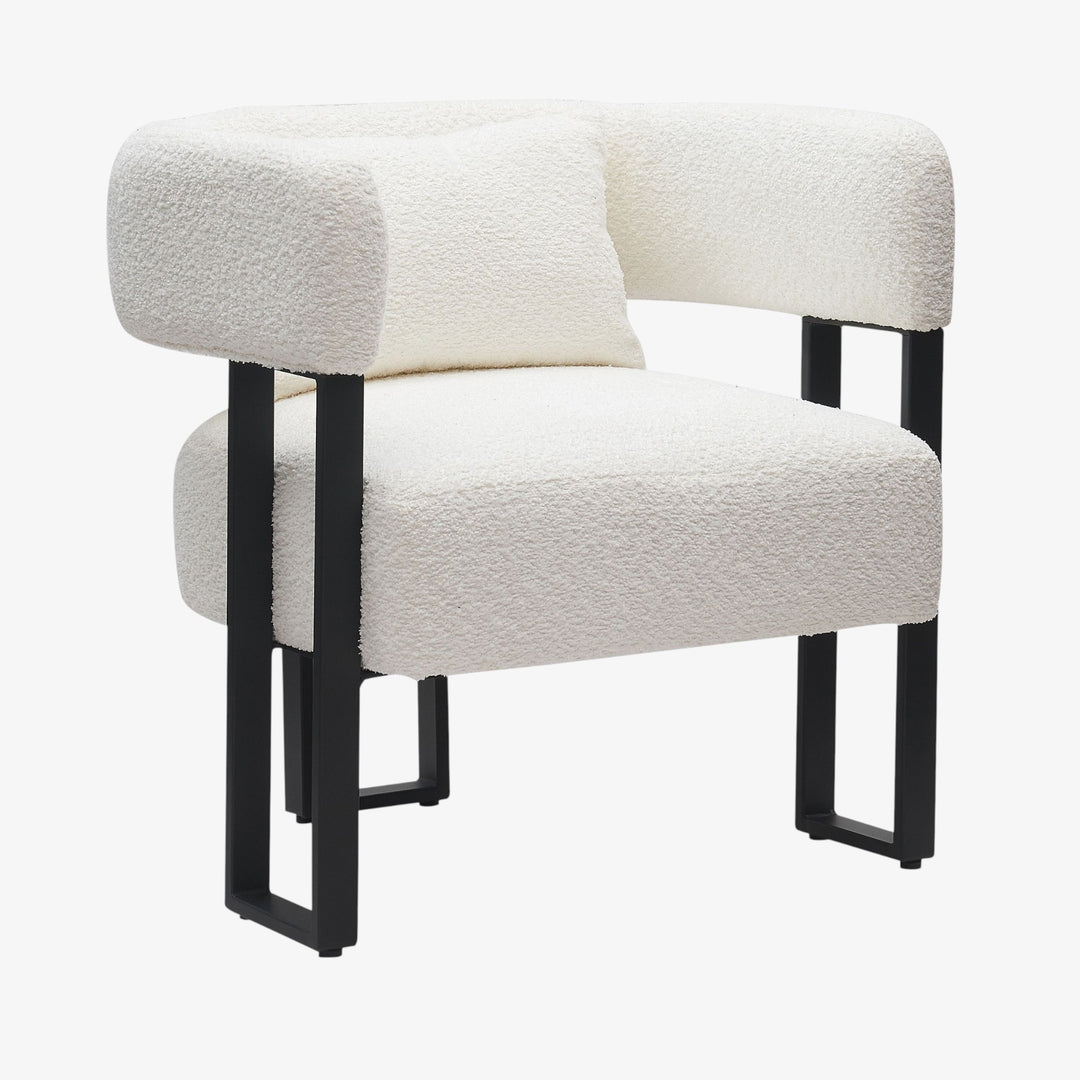 Aspen Metallic Accent Chair in Fabric Upholstery - Ivory/ Black | Timeless, Stylish, Durable & Comfortable