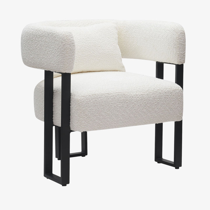 Aspen Metallic Accent Chair in Fabric Upholstery - Ivory/ Black | Timeless, Stylish, Durable & Comfortable