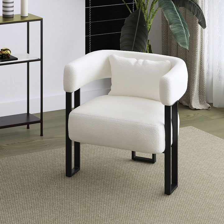 Aspen Metallic Accent Chair in Fabric Upholstery - Ivory/ Black | Timeless, Stylish, Durable & Comfortable