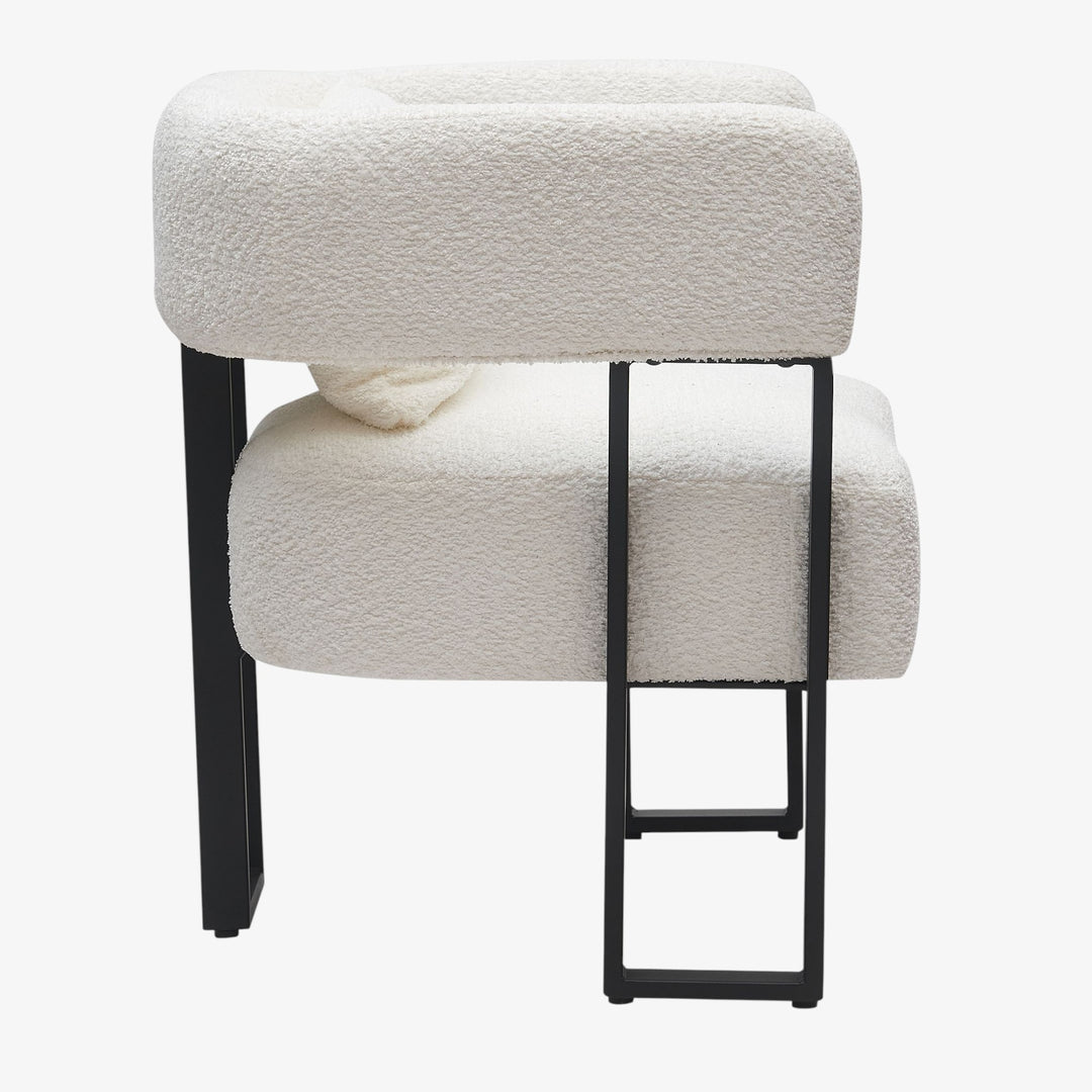 Aspen Metallic Accent Chair in Fabric Upholstery - Ivory/ Black | Timeless, Stylish, Durable & Comfortable