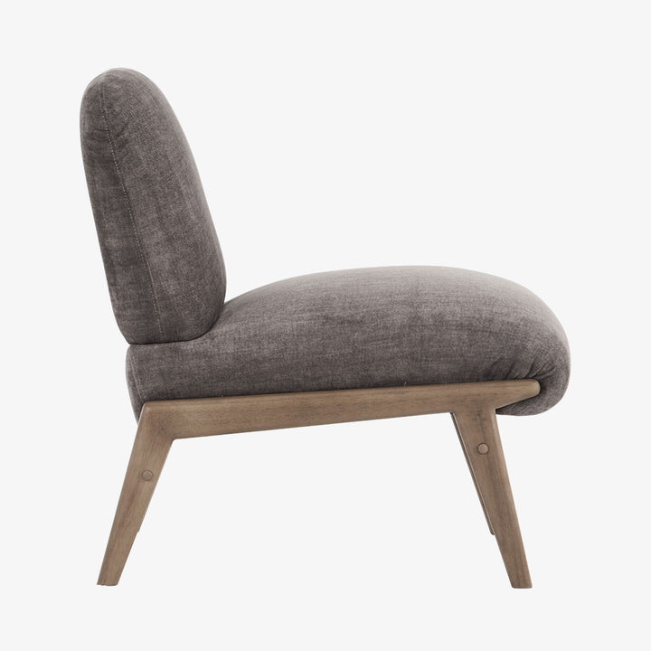 Lyric Wooden Accent Chair in Fabric Upholstery - Charcoal/ Walnut | Vintage Style, Comfortable & Built to Last