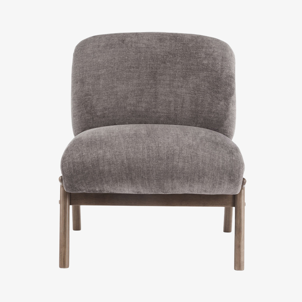 Lyric Wooden Accent Chair in Fabric Upholstery - Charcoal/ Walnut | Vintage Style, Comfortable & Built to Last