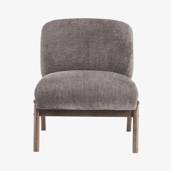 Lyric Wooden Accent Chair in Fabric Upholstery - Charcoal/ Walnut | Vintage Style, Comfortable & Built to Last