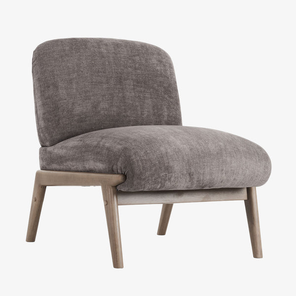 Lyric Wooden Accent Chair in Fabric Upholstery - Charcoal/ Walnut | Vintage Style, Comfortable & Built to Last