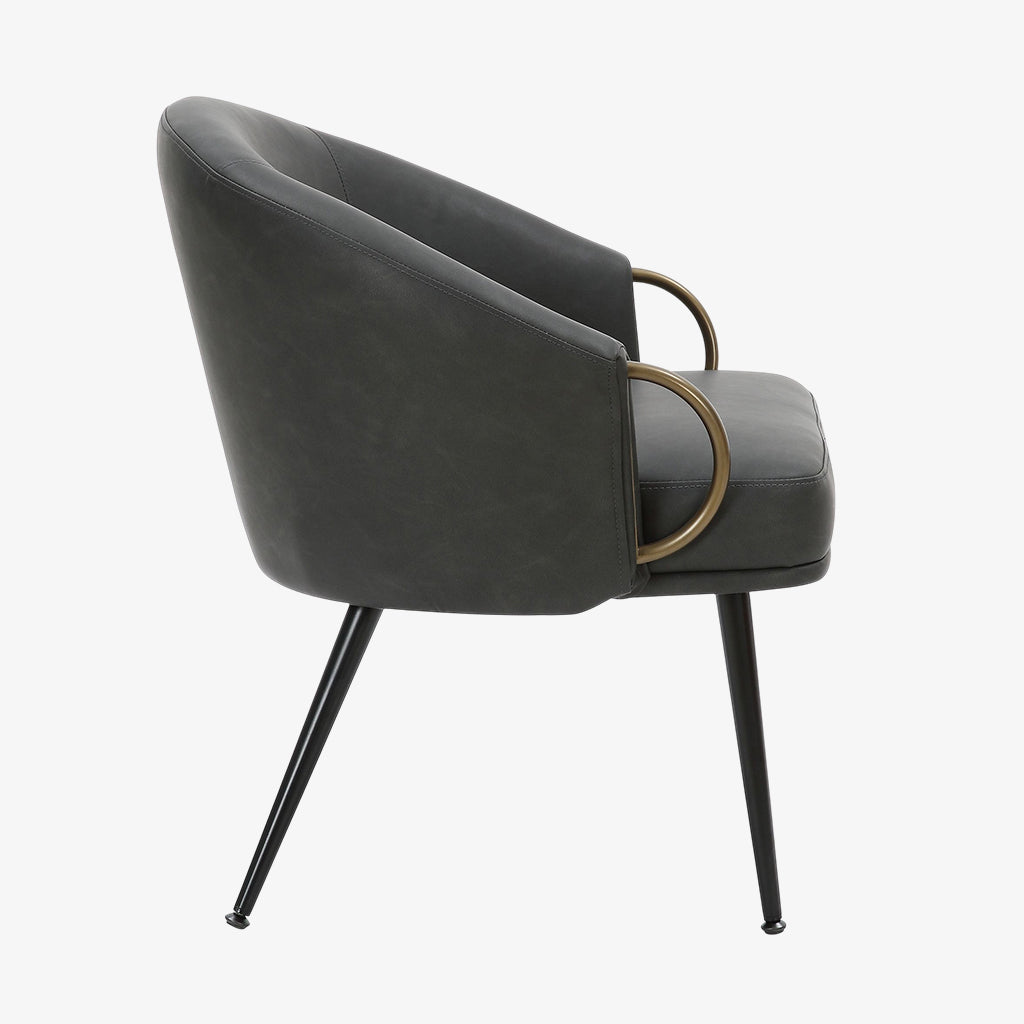 Calmora Leather Upholstered Accent Chair - Charcoal | Mid-Century Modern, Stylish, Durable & Comfortable