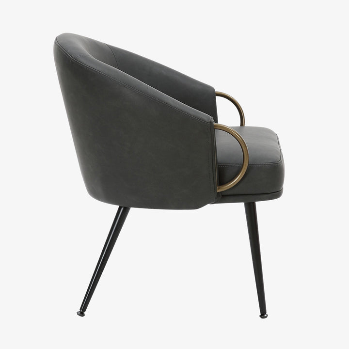 Calmora Leather Upholstered Accent Chair - Charcoal | Mid-Century Modern, Stylish, Durable & Comfortable