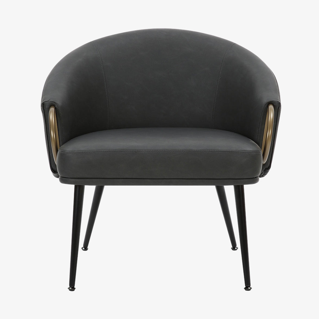 Calmora Leather Upholstered Accent Chair - Charcoal | Mid-Century Modern, Stylish, Durable & Comfortable