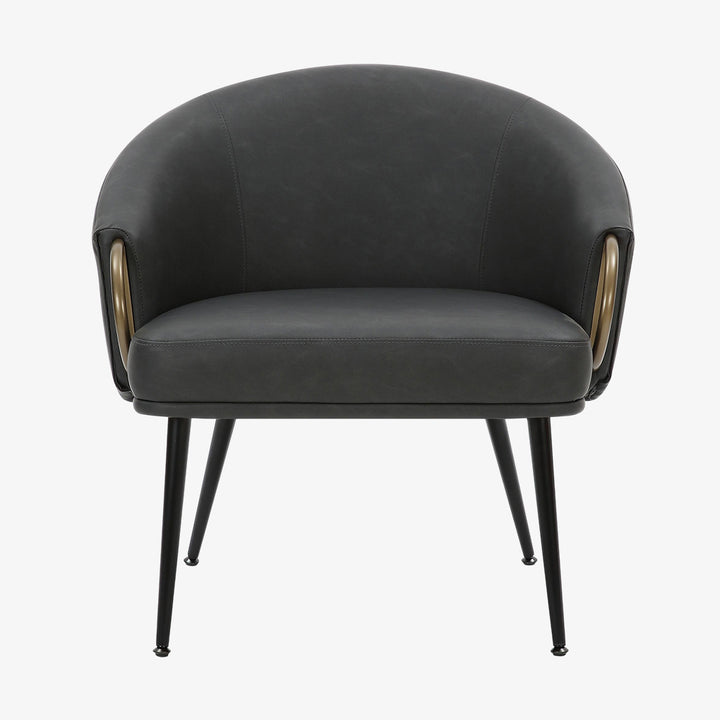 Calmora Leather Upholstered Accent Chair - Charcoal | Mid-Century Modern, Stylish, Durable & Comfortable