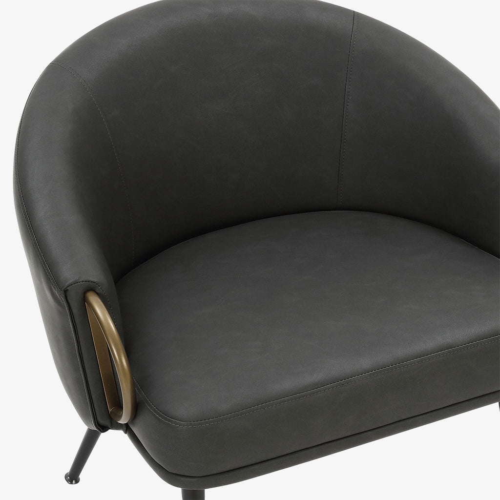 Calmora Leather Upholstered Accent Chair - Charcoal | Mid-Century Modern, Stylish, Durable & Comfortable