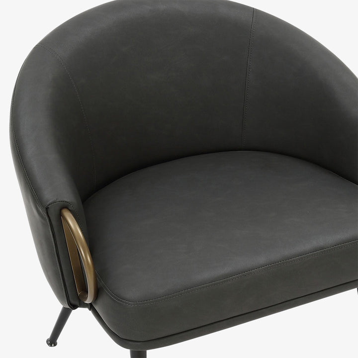 Calmora Leather Upholstered Accent Chair - Charcoal | Mid-Century Modern, Stylish, Durable & Comfortable