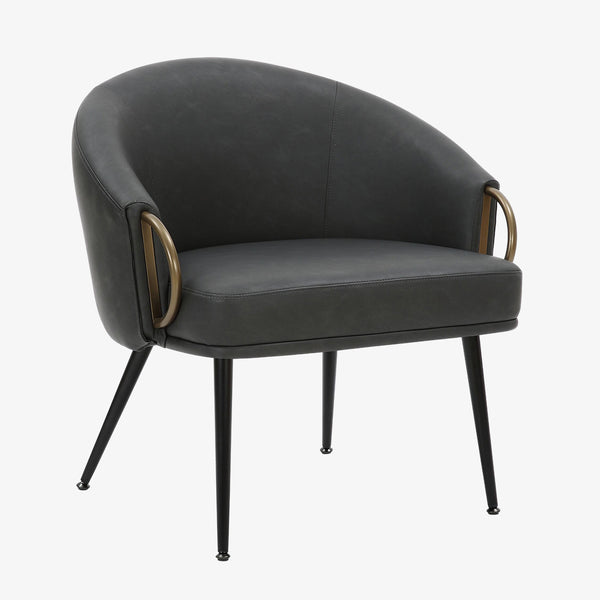 Calmora Leather Upholstered Accent Chair - Charcoal | Mid-Century Modern, Stylish, Durable & Comfortable
