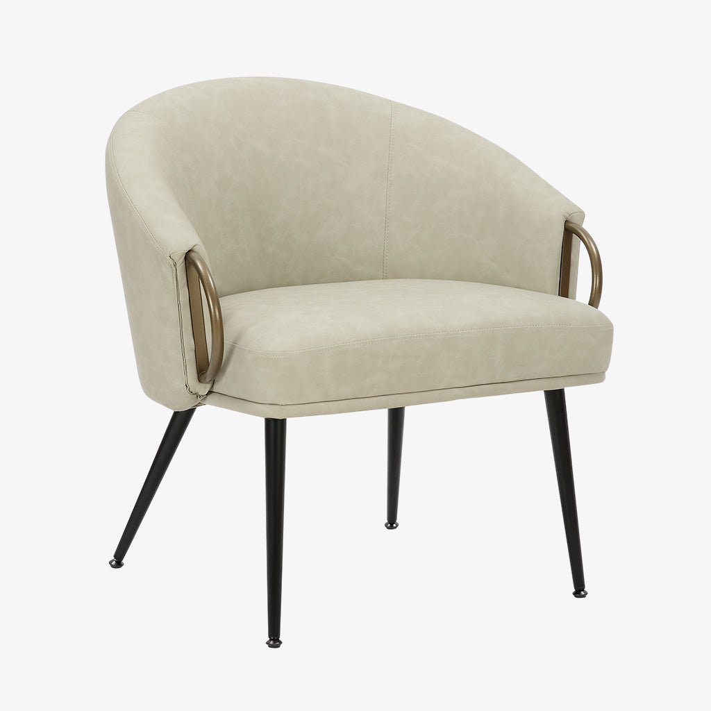 Calmora Leather Upholstered Accent Chair - Ivory | Mid-Century Modern, Stylish, Durable & Comfortable