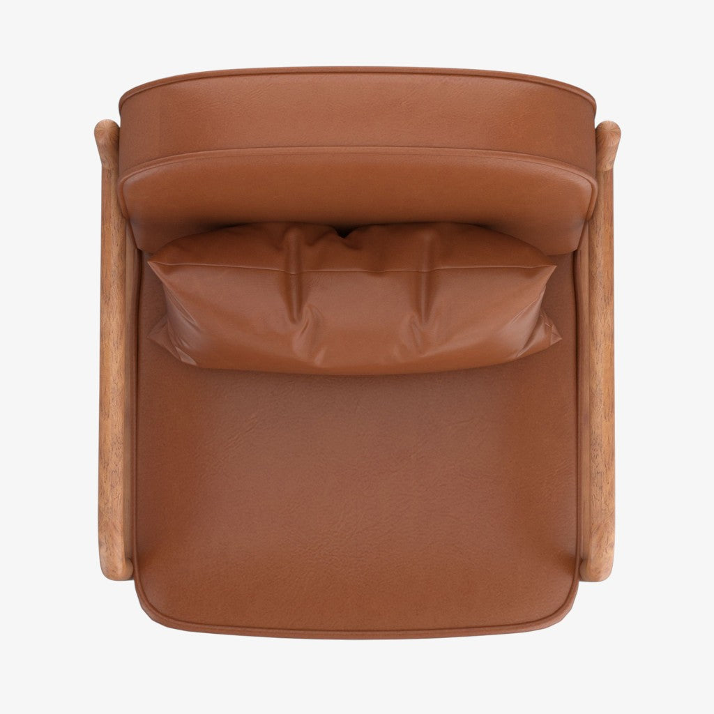 Summit Wooden Accent Chair in Leather Upholstery - Saddle/ Walnut | Vintage Style, Durable & Comfortable