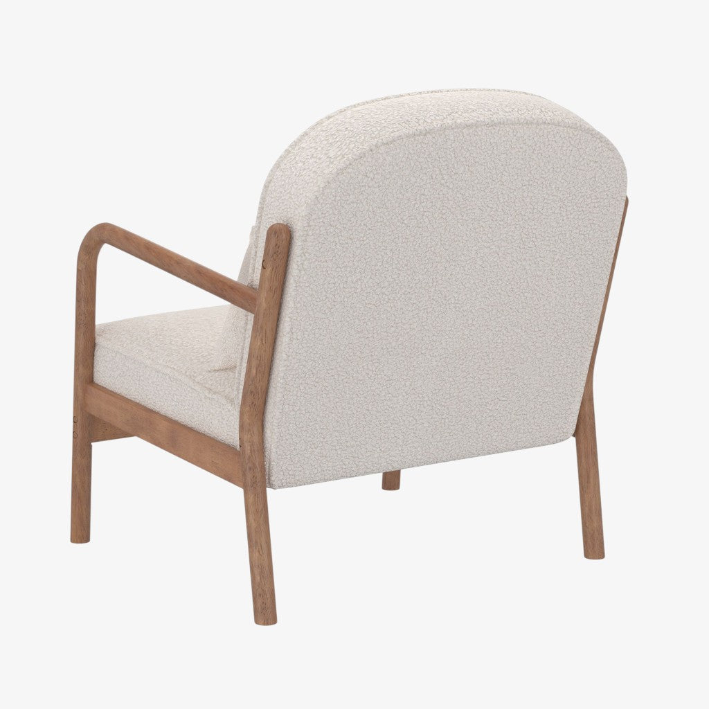 Summit Wooden Accent Chair in Fabric Upholstery - White/ Walnut | Vintage Style, Durable & Comfortable