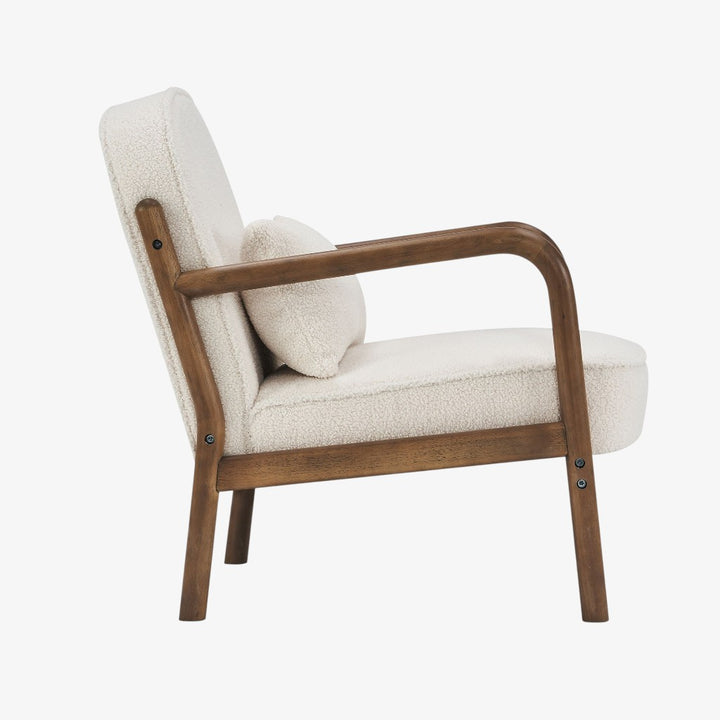 Summit Wooden Accent Chair in Fabric Upholstery - White/ Walnut | Vintage Style, Durable & Comfortable