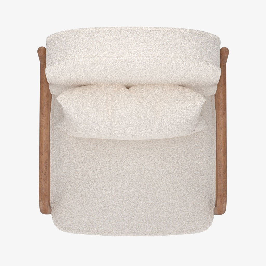 Summit Wooden Accent Chair in Fabric Upholstery - White/ Walnut | Vintage Style, Durable & Comfortable