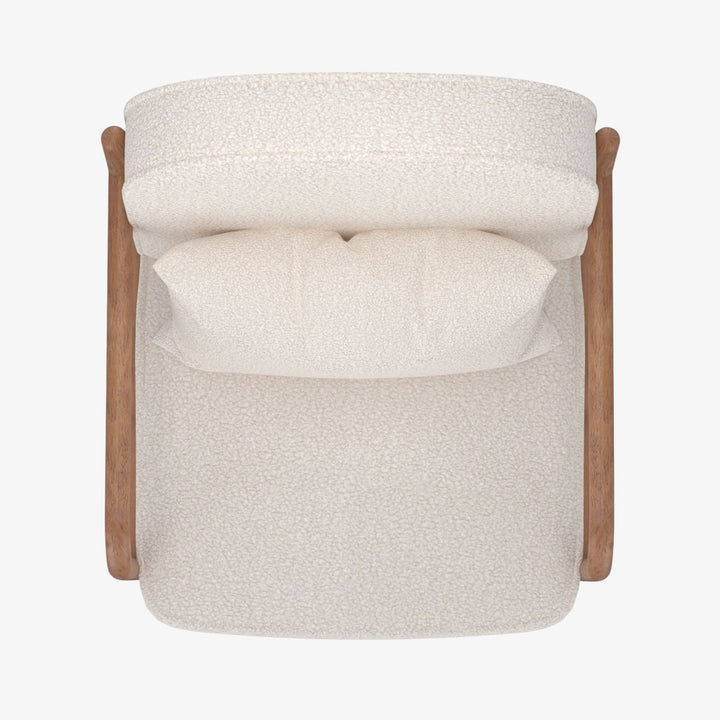 Summit Wooden Accent Chair in Fabric Upholstery - White/ Walnut | Vintage Style, Durable & Comfortable