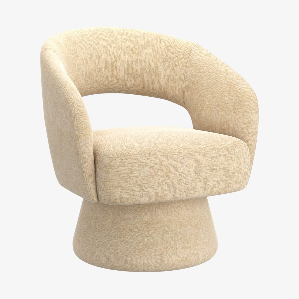 Venus Fabric Upholstered Accent Chair With Swivel Base - Beige | Timeless, Stylish, Comfortable & Durable