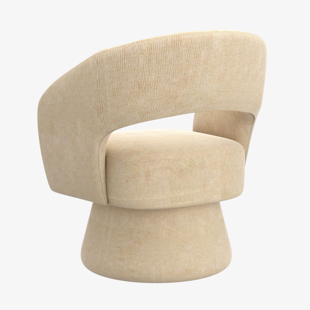 Venus Fabric Upholstered Accent Chair With Swivel Base - Beige | Timeless, Stylish, Comfortable & Durable