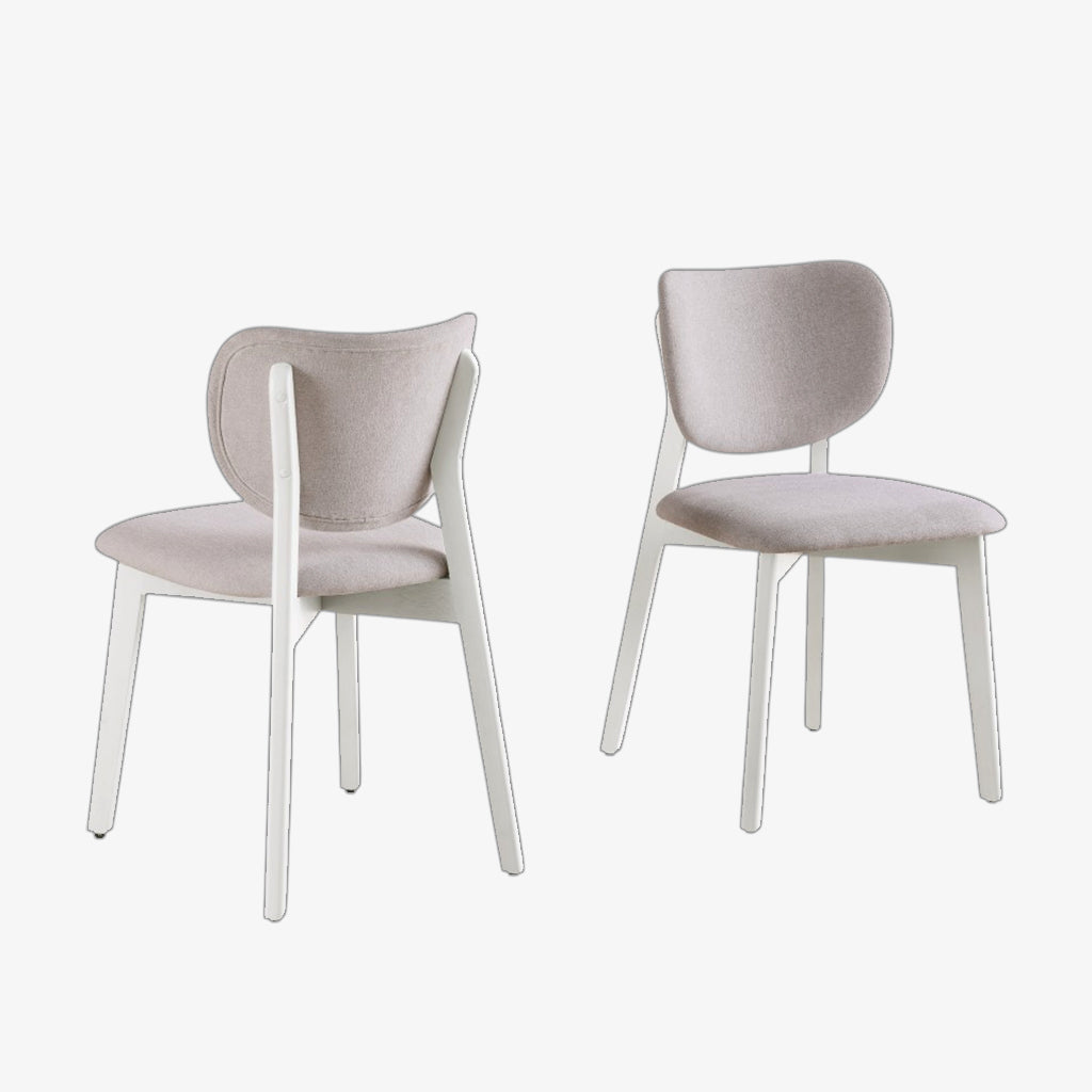 Driftwood Modern Dining Table Set For 4 With Fabric Upholstered Chairs - White Wash | Stylish, Durable & Comfortable