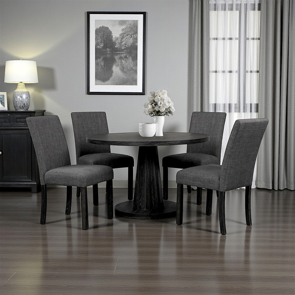 Grace Dining Table Set For 4 With Fabric Upholstered Chairs - Walnut/ Black | Modern, Comfortable & Built to Last