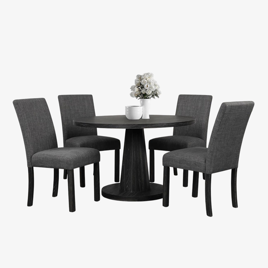 Grace Dining Table Set For 4 With Fabric Upholstered Chairs - Walnut/ Black | Modern, Comfortable & Built to Last