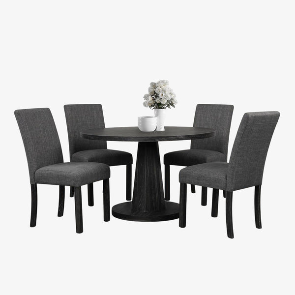 Grace Dining Table Set For 4 With Fabric Upholstered Chairs - Walnut/ Black | Modern, Comfortable & Built to Last