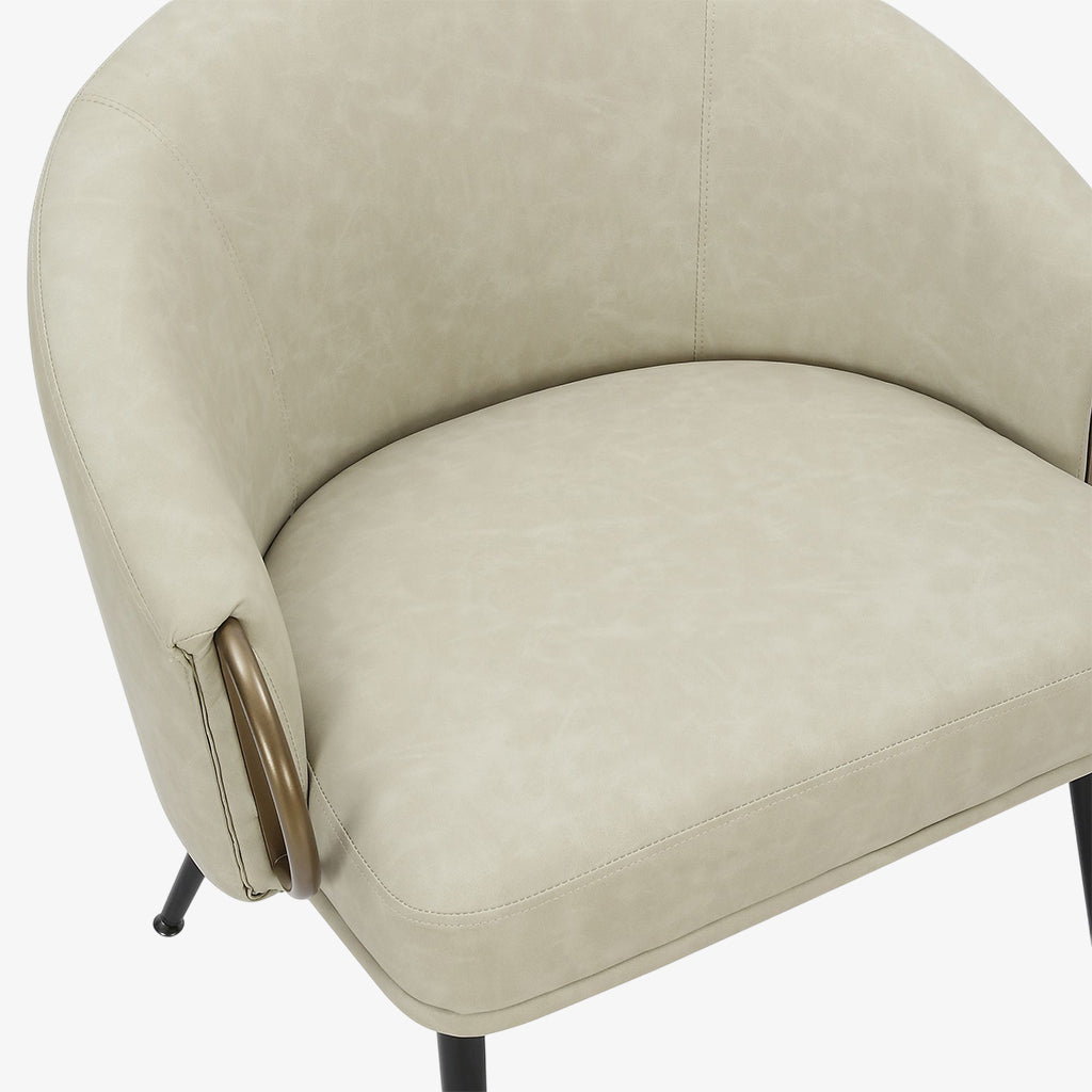 Calmora Leather Upholstered Accent Chair - Ivory | Mid-Century Modern, Stylish, Durable & Comfortable