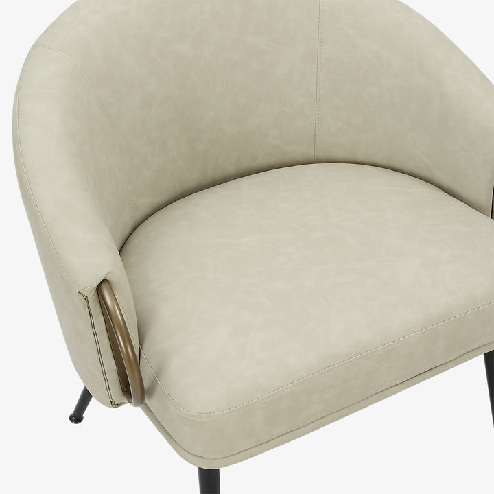 Calmora Leather Upholstered Accent Chair - Ivory | Mid-Century Modern, Stylish, Durable & Comfortable