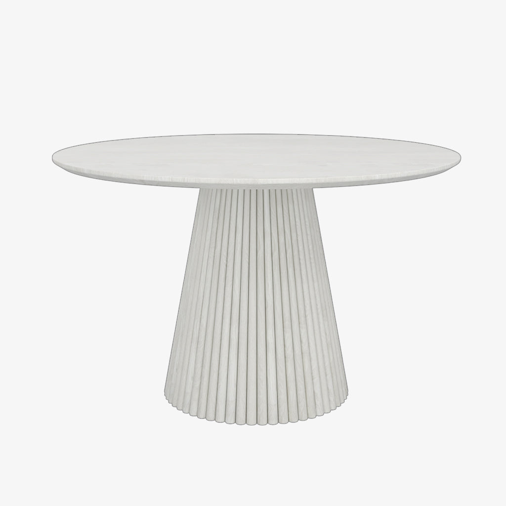 Driftwood Modern Dining Table Set For 4 With Fabric Upholstered Chairs - White Wash | Stylish, Durable & Comfortable