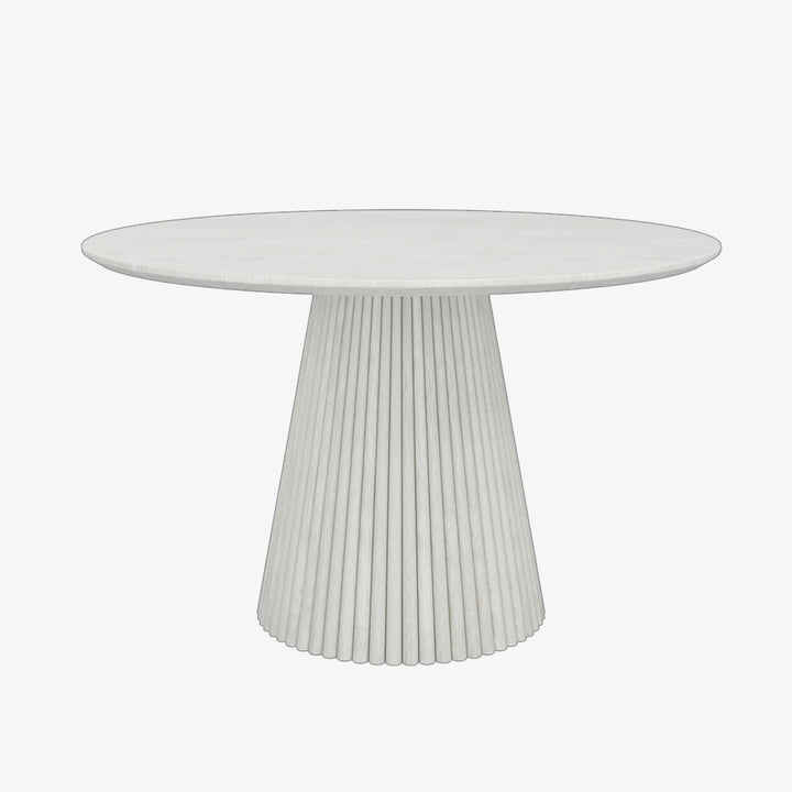 Driftwood Modern Dining Table Set For 4 With Fabric Upholstered Chairs - White Wash | Stylish, Durable & Comfortable