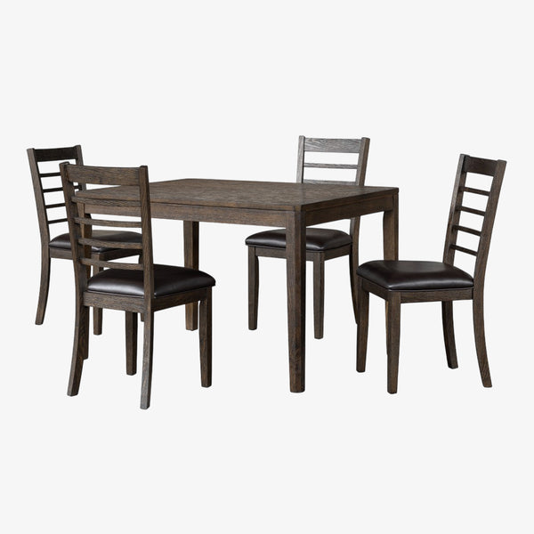 Ember Wooden Dining Table Set For 4 With PU Upholstered Chairs - Espresso | Mid-Century Modern, Sturdy & Comfortable