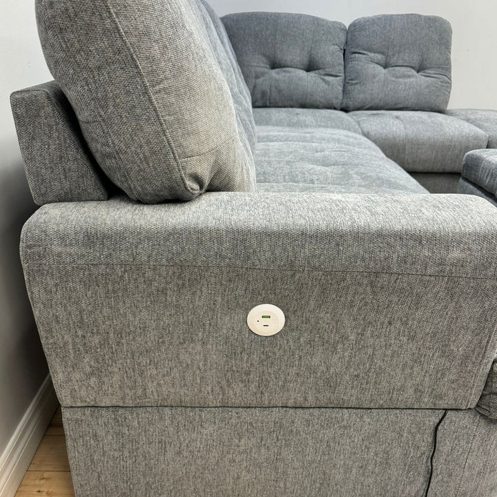 Intra Sectional Sofa With RHF Chaise & Storage Ottoman - Exquisite Grey | Modern, Sturdy & Comfortable