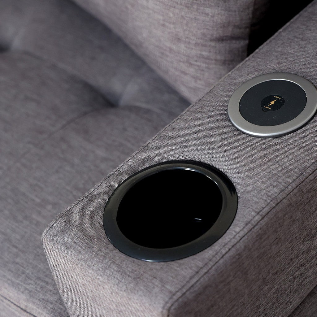 Willow Fabric Upholstered Sectional Sofa With USB & Wireless Charger - Grey | Modern, Sturdy, Comfortable & Reversible