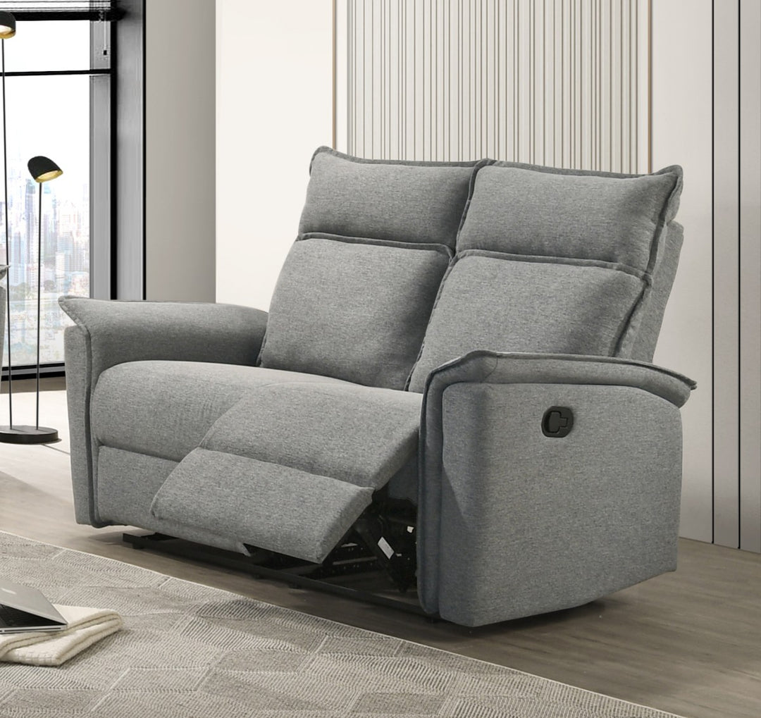 Miller Manual Recliner Loveseat In Fabric Upholstery - Grey